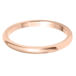 2mm D Shape Medium Wedding Ring 18ct Rose Gold