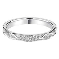 2.8mm Geometric Diamond Grain Set Platinum Wedding Ring 