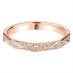 2.8mm Diamond Geometric Wedding Ring 18ct Rose Gold 