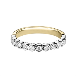 2.4mm Rub-Over Set Diamond Half Wedding Ring 18ct White & Yellow Gold
